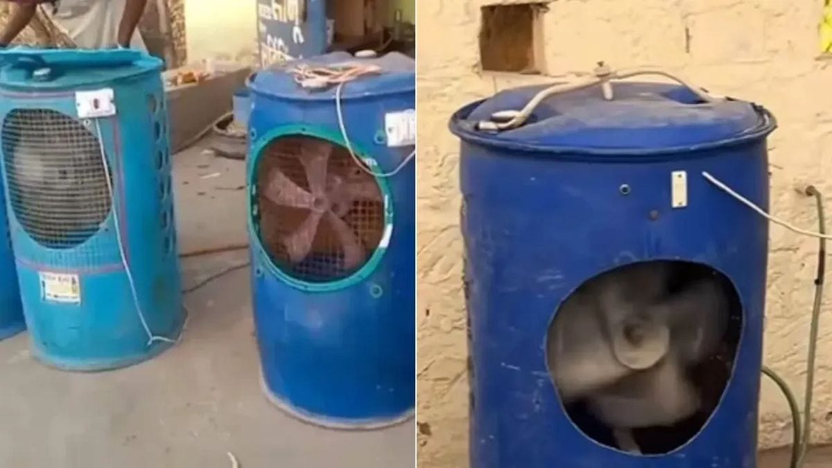 homemade blue drum cooler