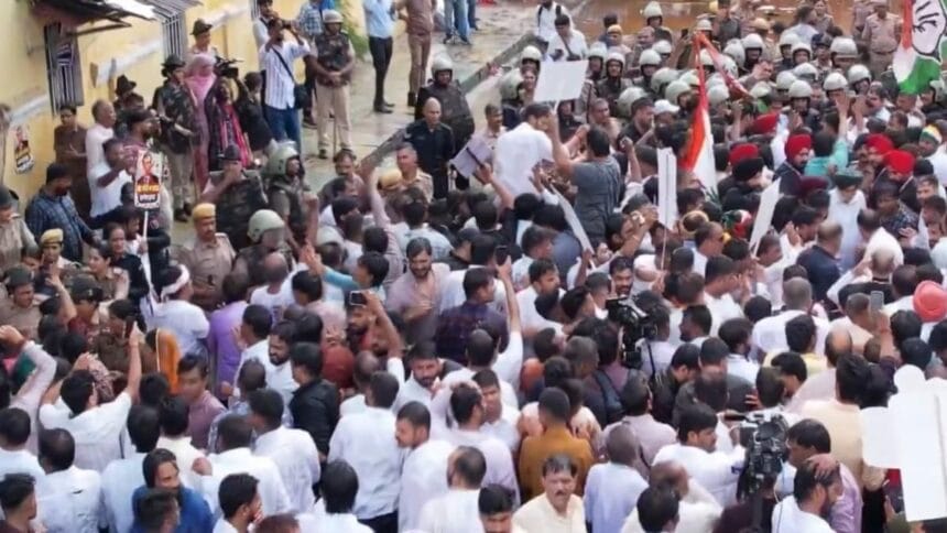 congress protest jaipur rajasthan